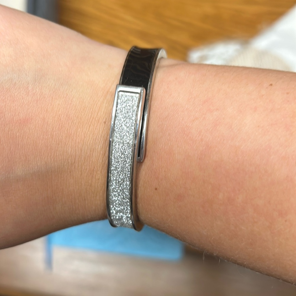 Black and sparkly silver bracelet